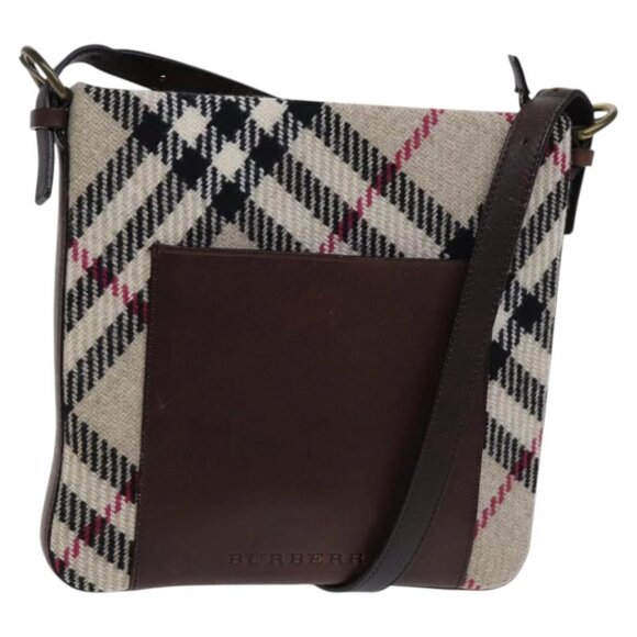 BURBERRY Nova Check Shoulder Bag Wool Beige - Picture 1 of 15